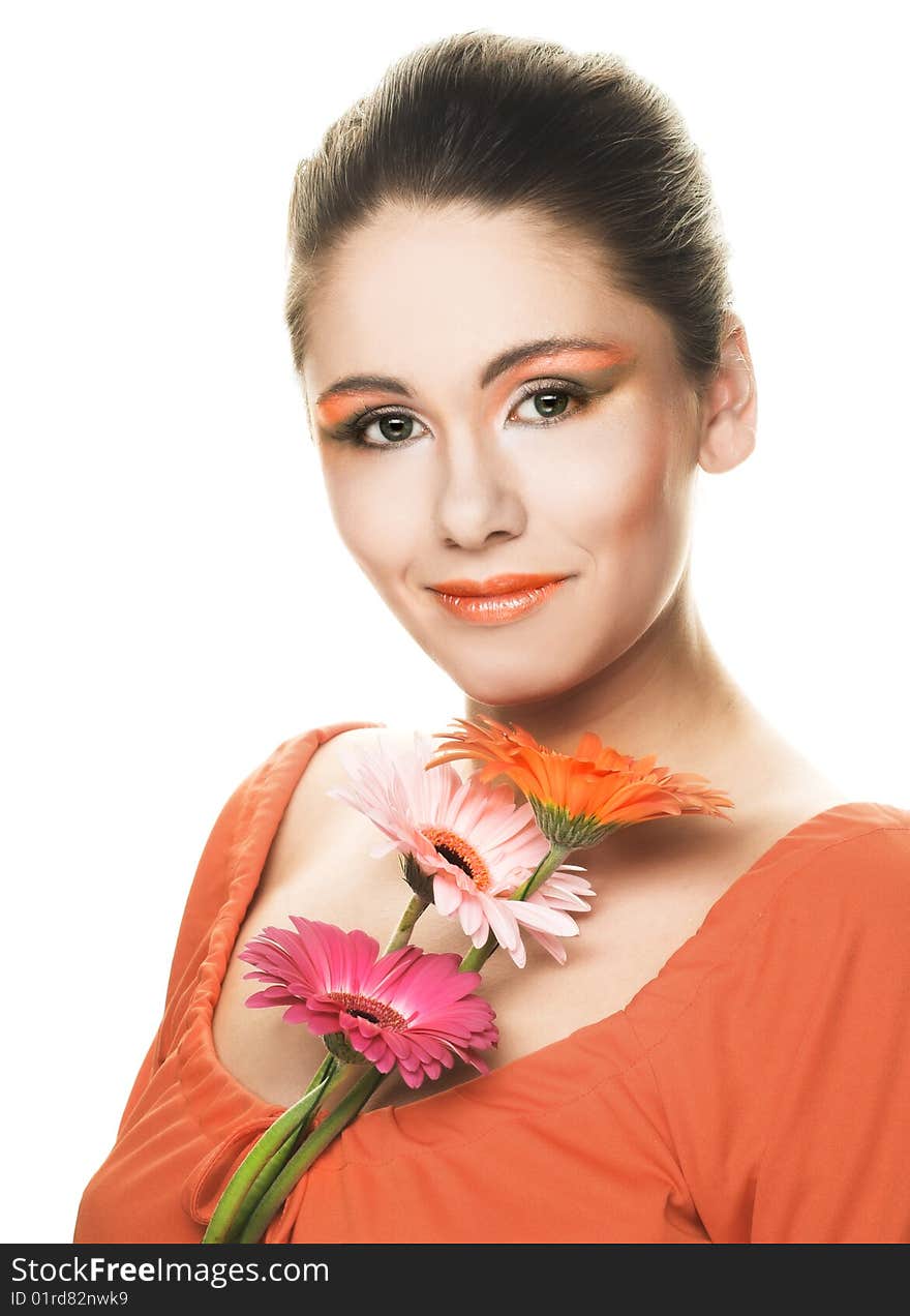 Young woman with bouquet