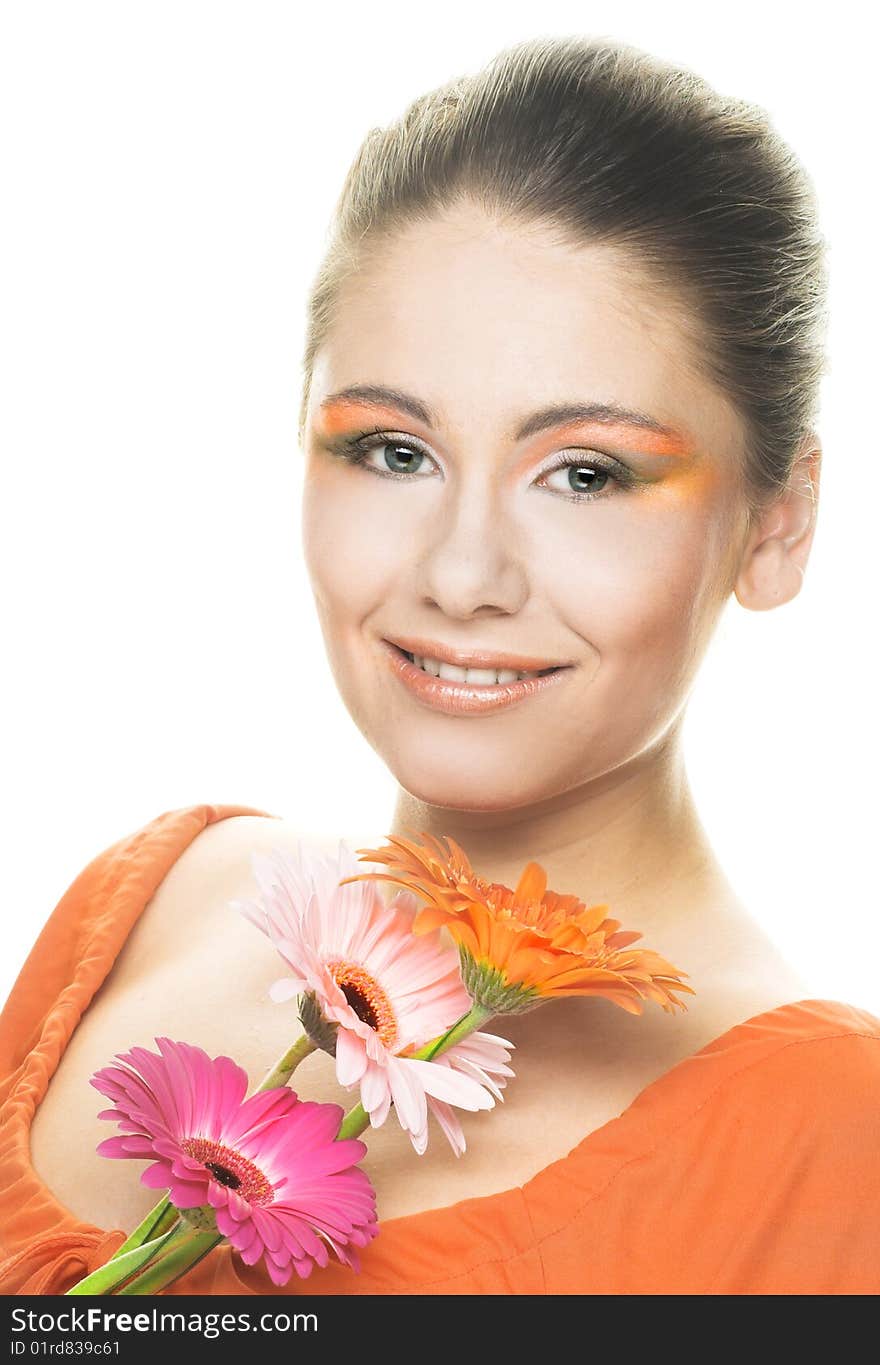 Young woman with bouquet