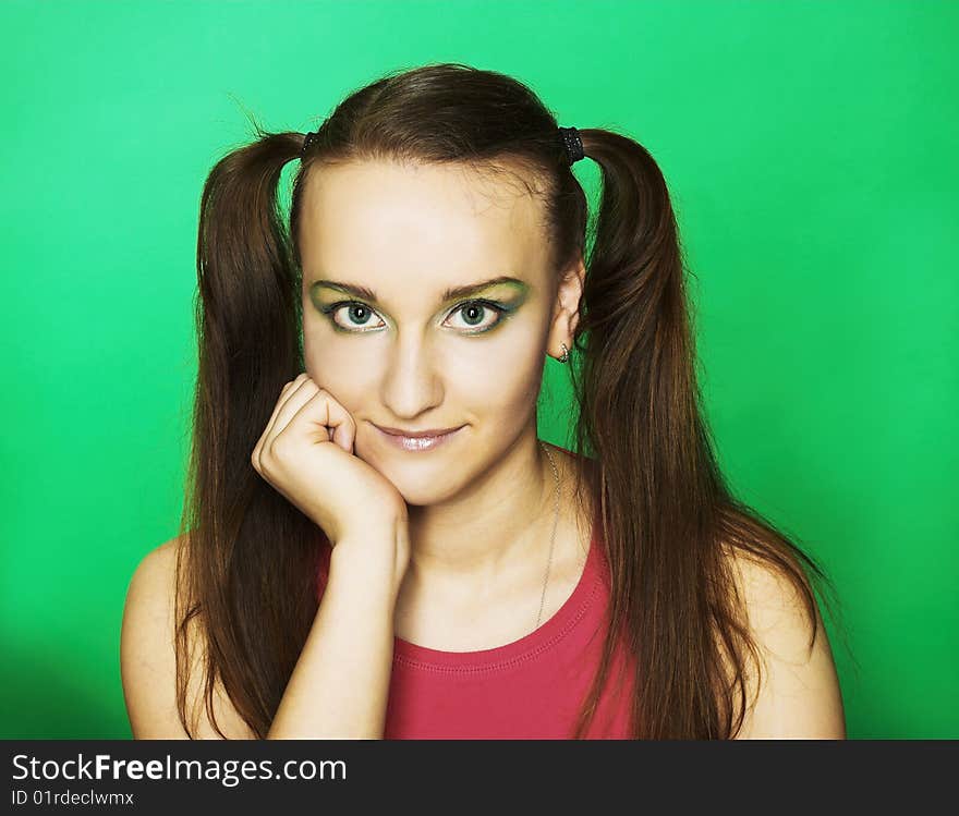 Fright portrait of smiling young girl. Fright portrait of smiling young girl