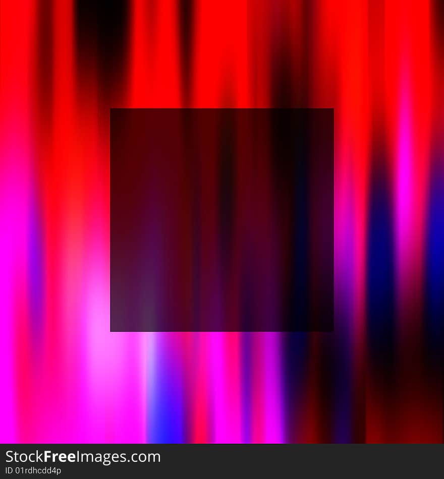 Transparent black square and blurred colors in red, purple, and black. Transparent black square and blurred colors in red, purple, and black