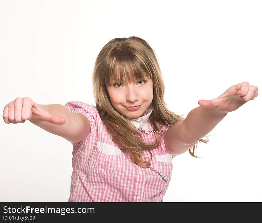 Innocent teen girl. studio shot.