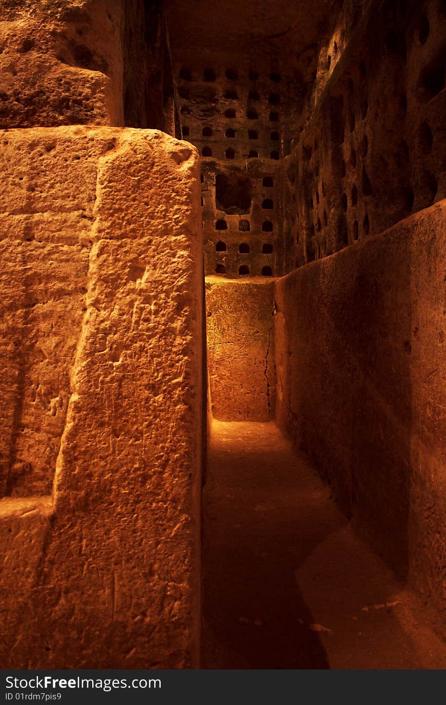 Cave. Israel. Warm yellow tones.