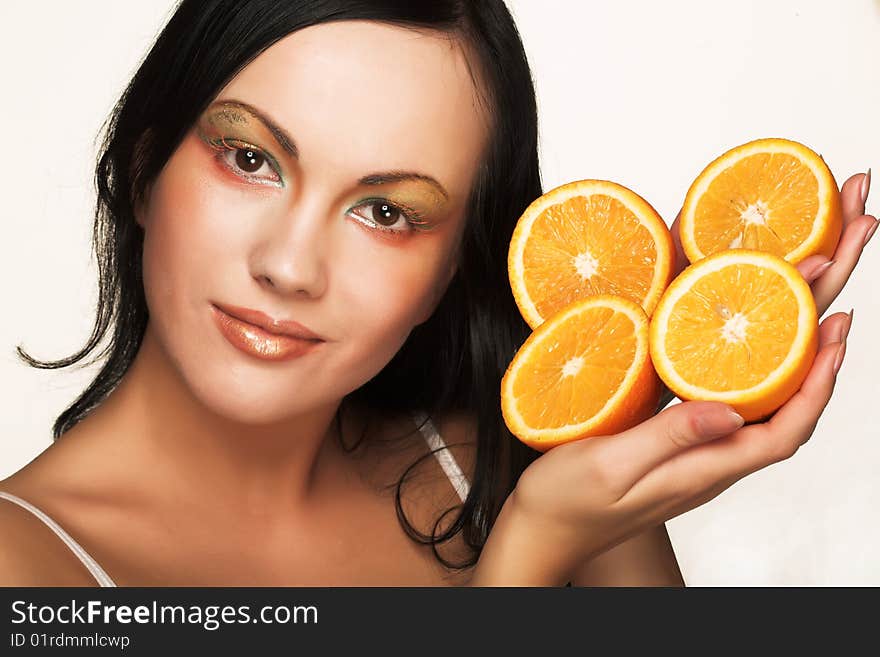 Girl with juicy orange