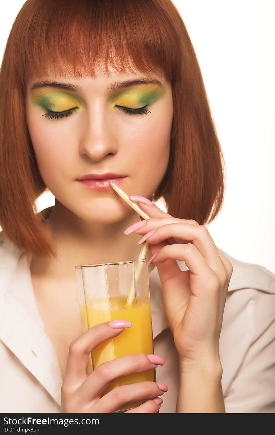 Young woman with orange juice