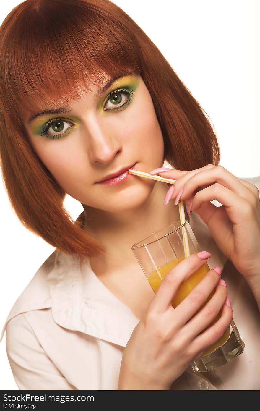 Young woman with orange juice