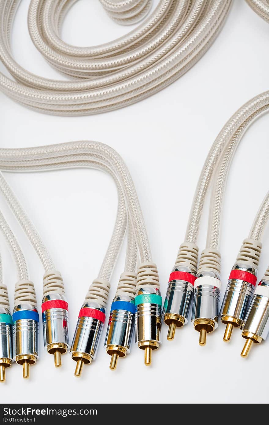 Component video and audio cable with a gold covering