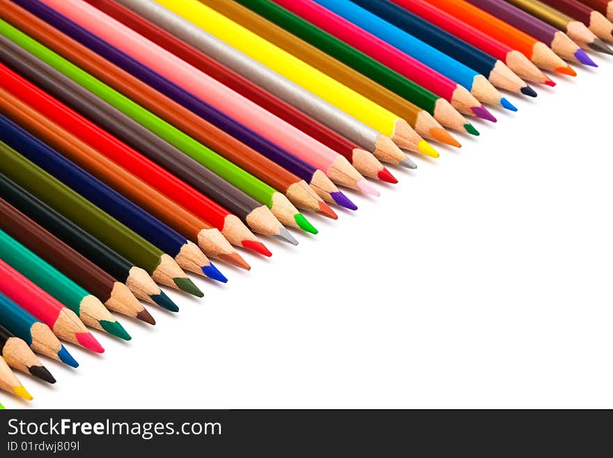 Beautiful color pencils on a white background