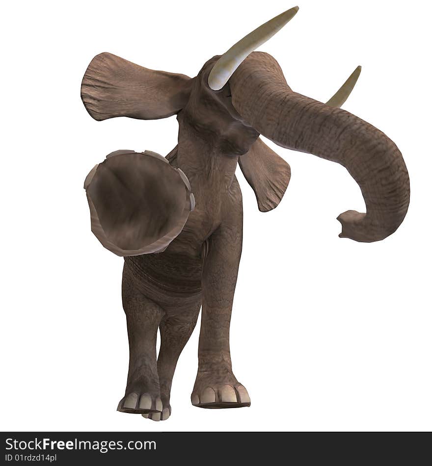 Giant elephant. 3D render with clipping path and shadow over white. Giant elephant. 3D render with clipping path and shadow over white