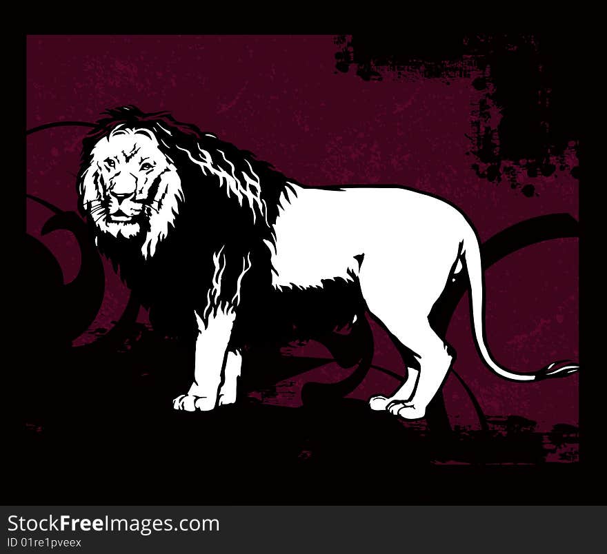 Simple illustration for Old-time engraving of the Lion. Simple illustration for Old-time engraving of the Lion