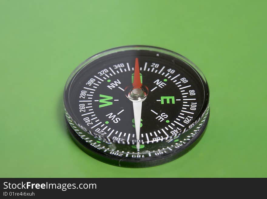 The Green background and traditional black compass. The Green background and traditional black compass