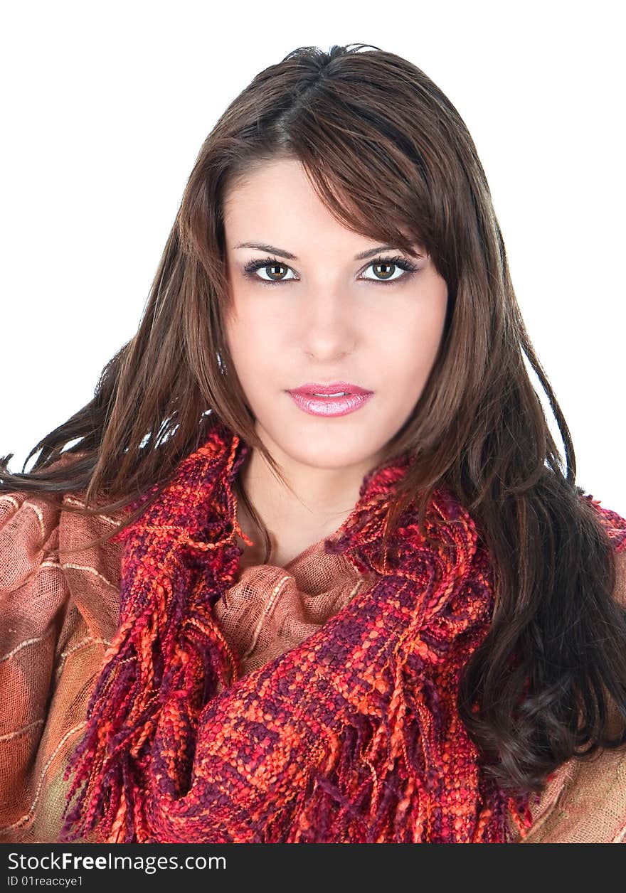 Beautiful dark hair woman posing, studio shot