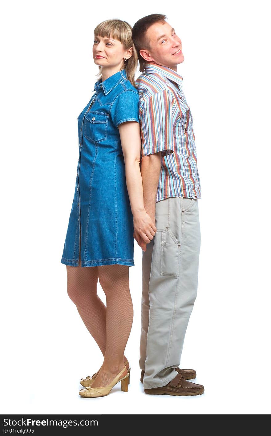 Happy loving couple. Isolated on white background