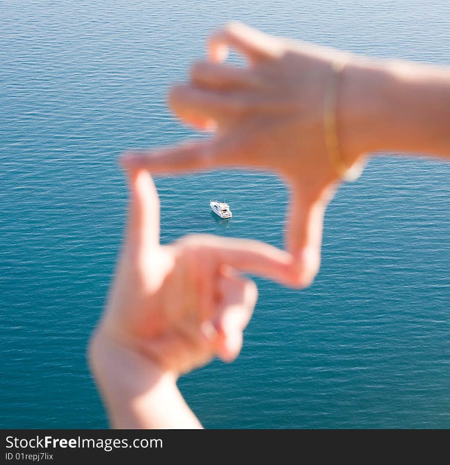 Ship in blue sea