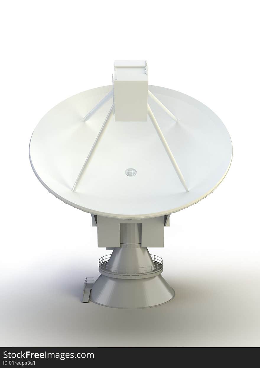 3d sattelite antena on the white