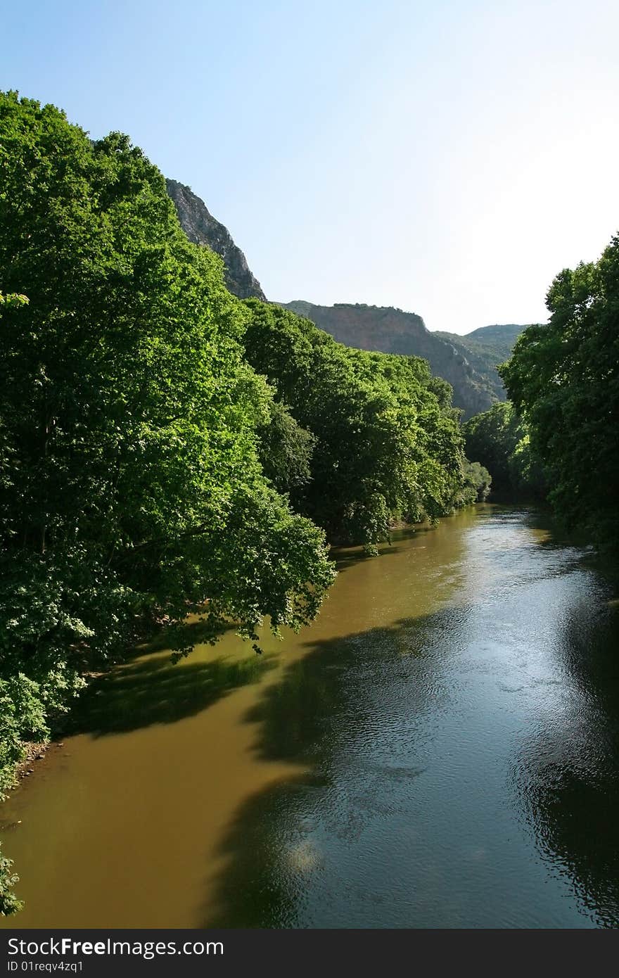 River trajectory between green mountains. River trajectory between green mountains