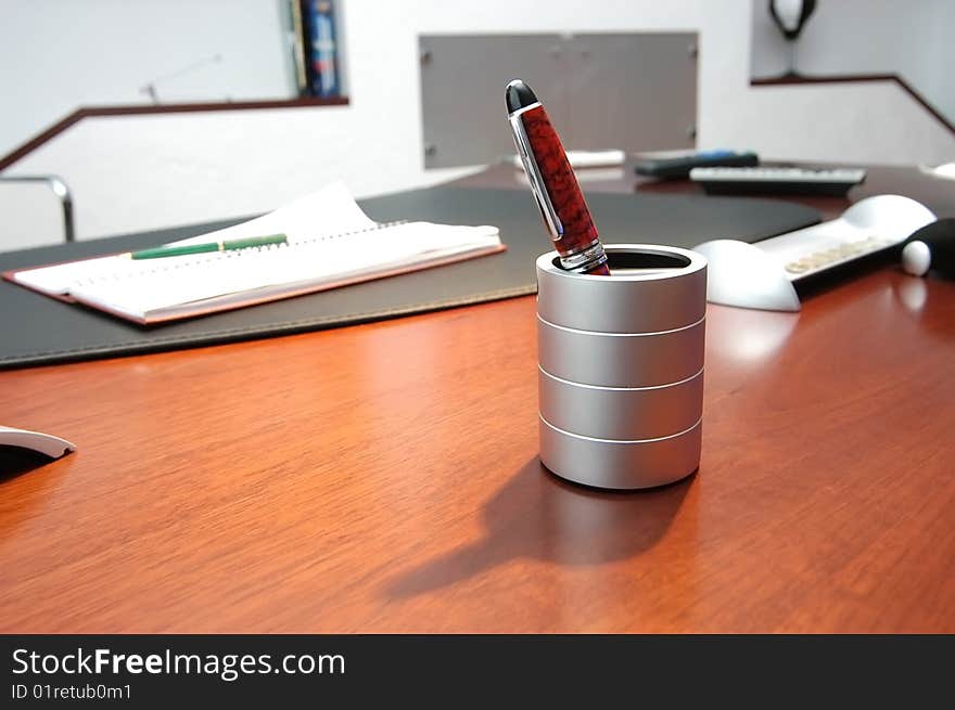 Subjects on a table of the head of the company. Subjects on a table of the head of the company