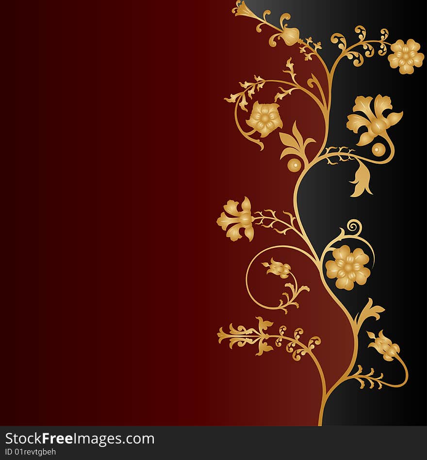 Abstract vector floral background gold color. Abstract vector floral background gold color.