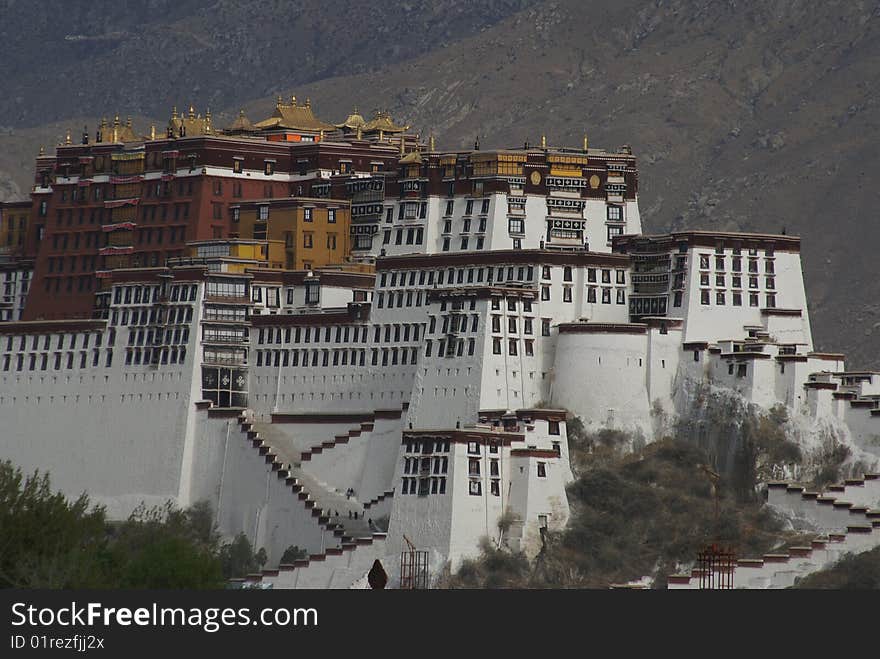 The Potala-Palace in Lhasa in Tibet in China. The Potala-Palace in Lhasa in Tibet in China