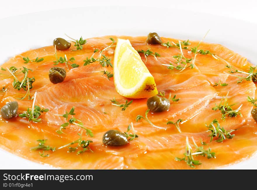 Salmon Carpaccio with Greens and Lemon