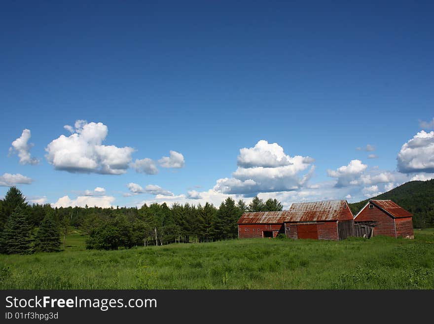 A red barn in the scenic Adirondacks in upstate New York. Plenty of room for copy space or crop out the sky if you wish.