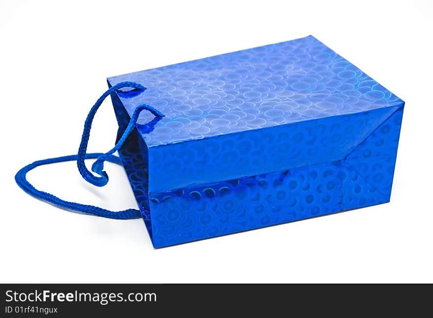 Blue gift wrapping with handles