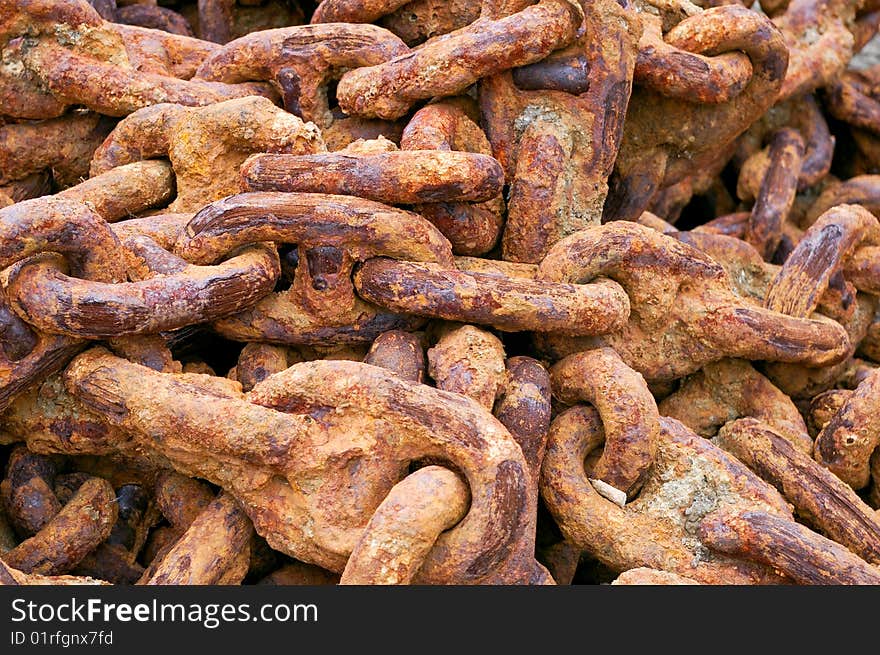 Rusty anchor chain background close up. Rusty anchor chain background close up