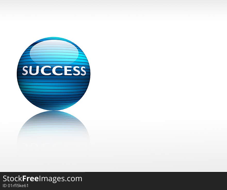 Blue success sphere over white background. Abstract illustration