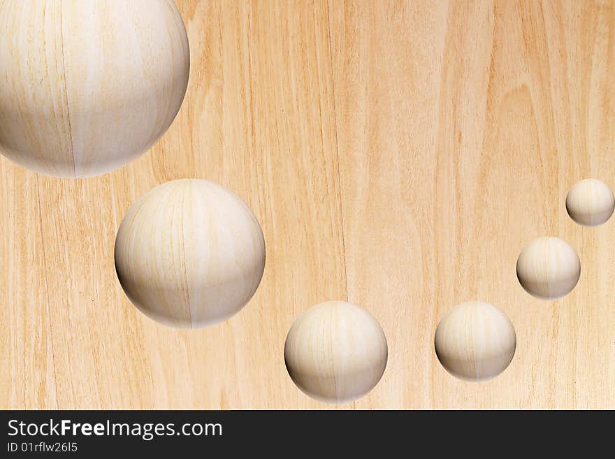 Wooden balls over wood background. Abstract illustration. Wooden balls over wood background. Abstract illustration