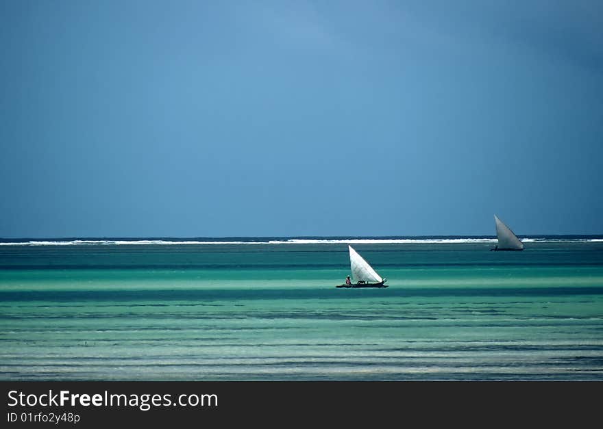 Boats near the beach in Zanzibar,Tanzania. Boats near the beach in Zanzibar,Tanzania