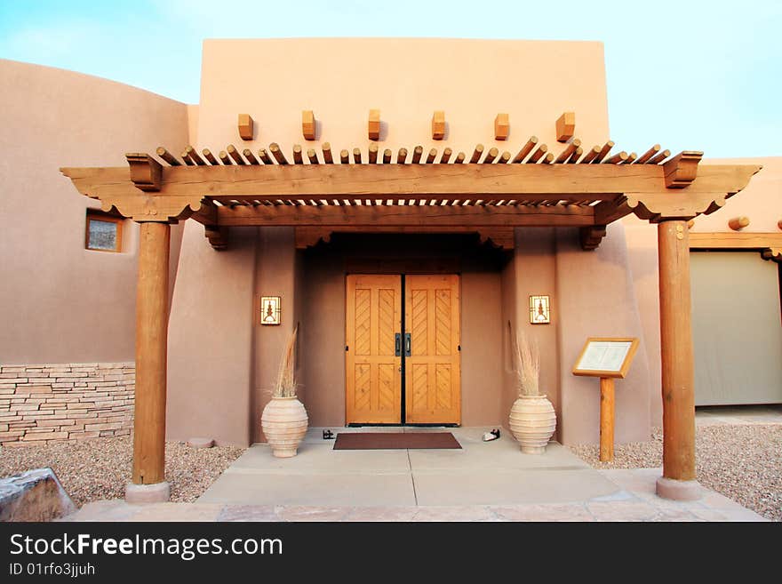 Old wood house entrance with brown walls. Old wood house entrance with brown walls