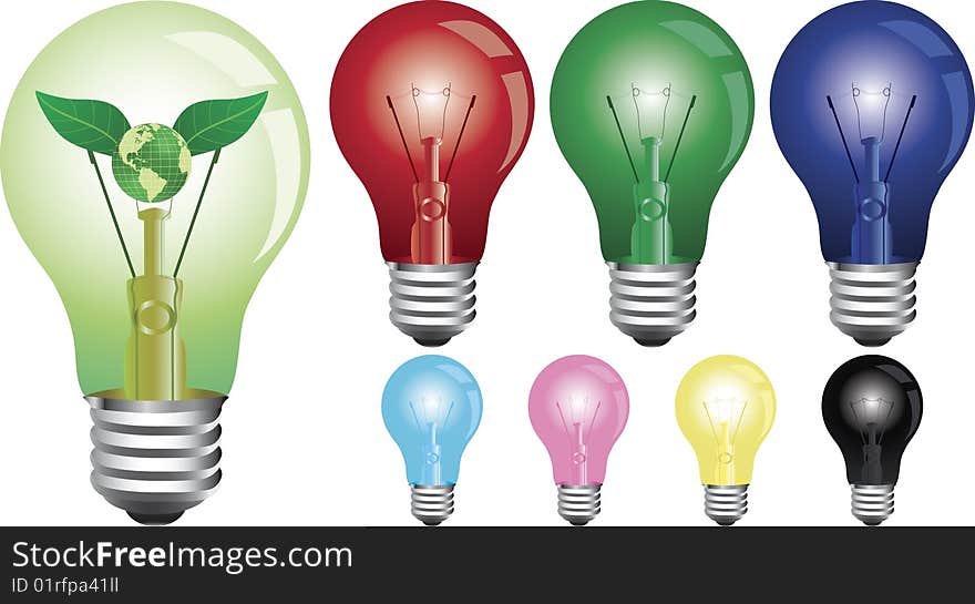 Set of various  vector light bulbs. Set of various  vector light bulbs.