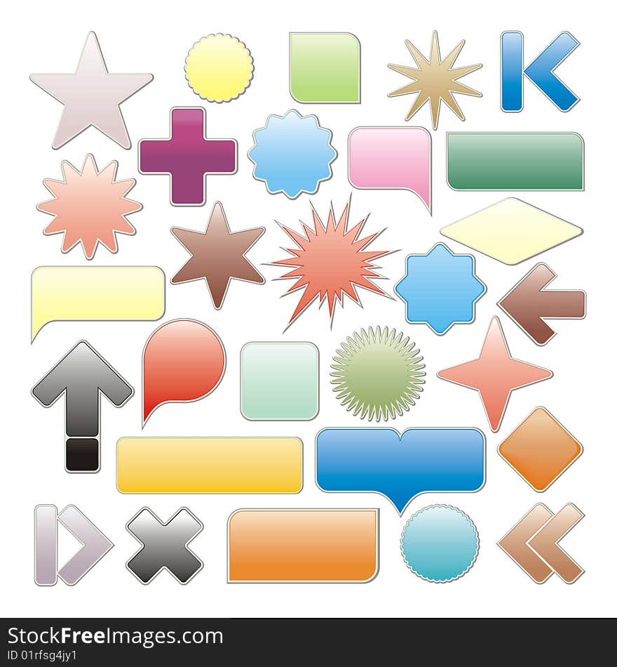 Web elements collection. Color vector illustration web buttons.
