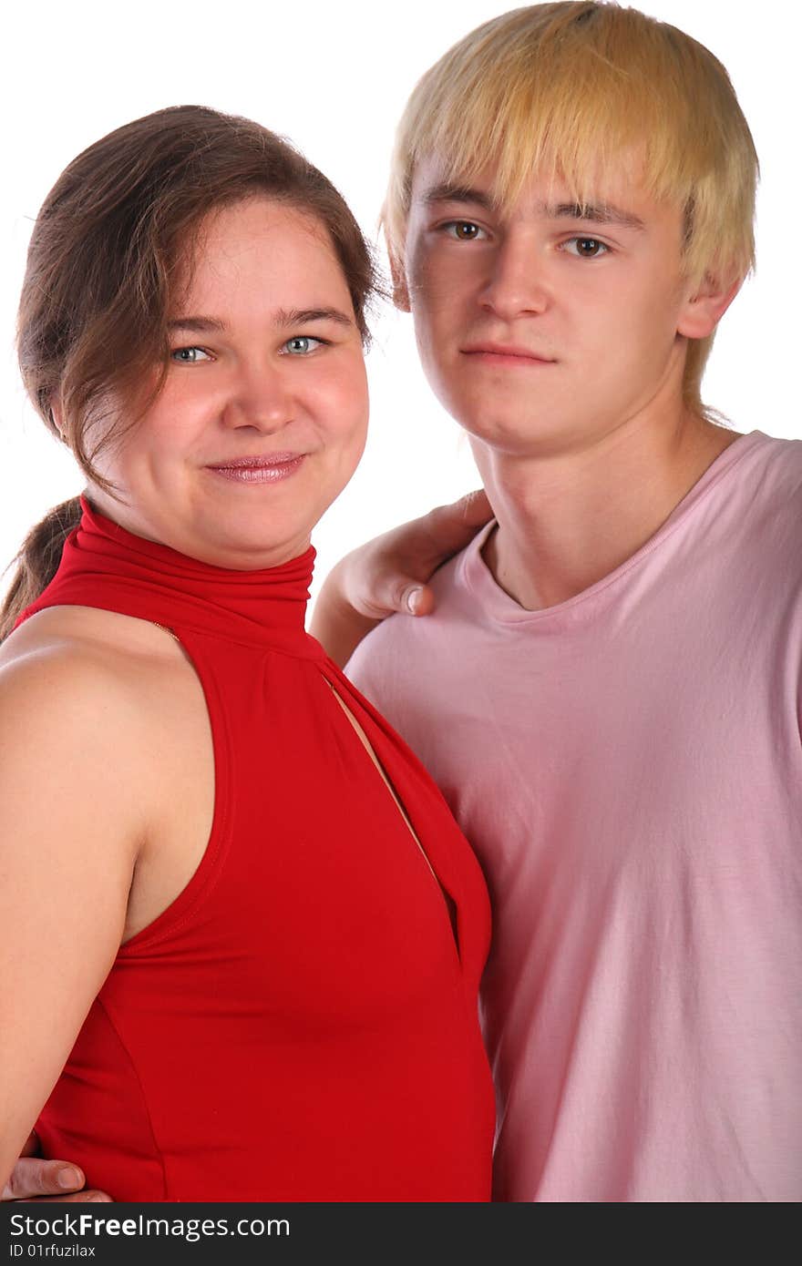 Young Couple Embrace Close-up