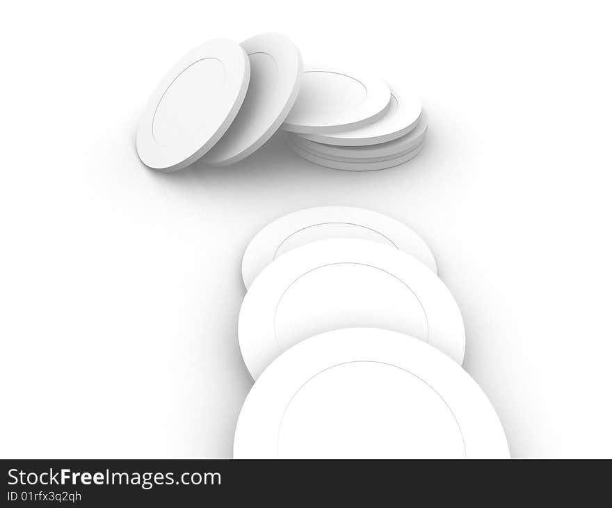 Some coins in a white background