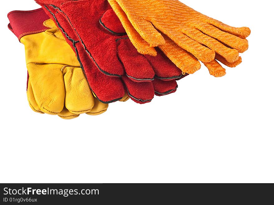 Construction protective gloves isolated against white background