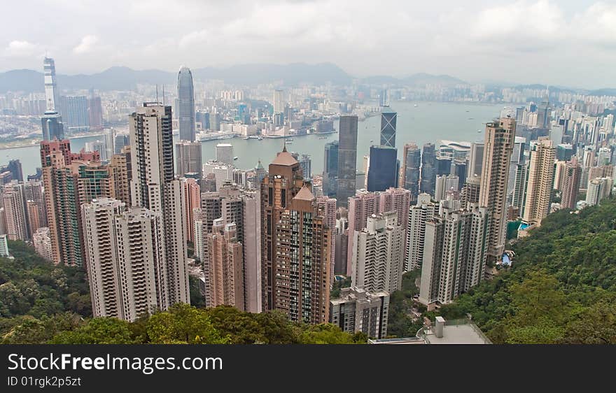 The city of Hong Kong from an aerial view. The city of Hong Kong from an aerial view.