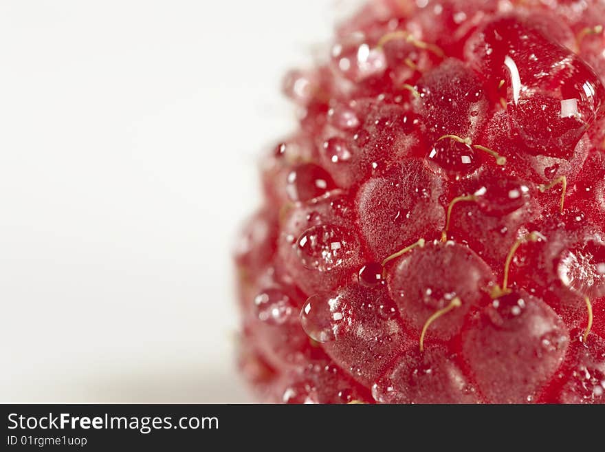 A closeup of a raspberry