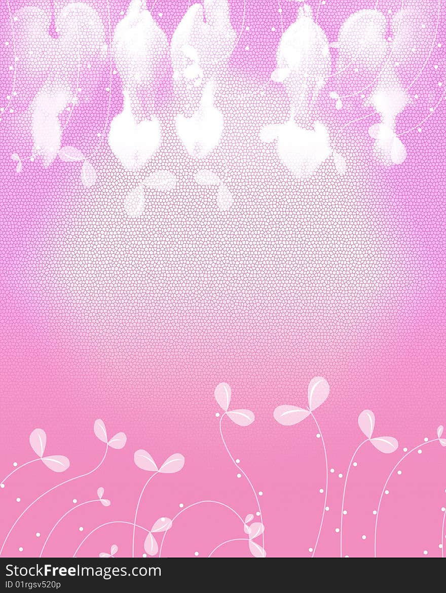 Leaves on the pink texture,used as background. Leaves on the pink texture,used as background