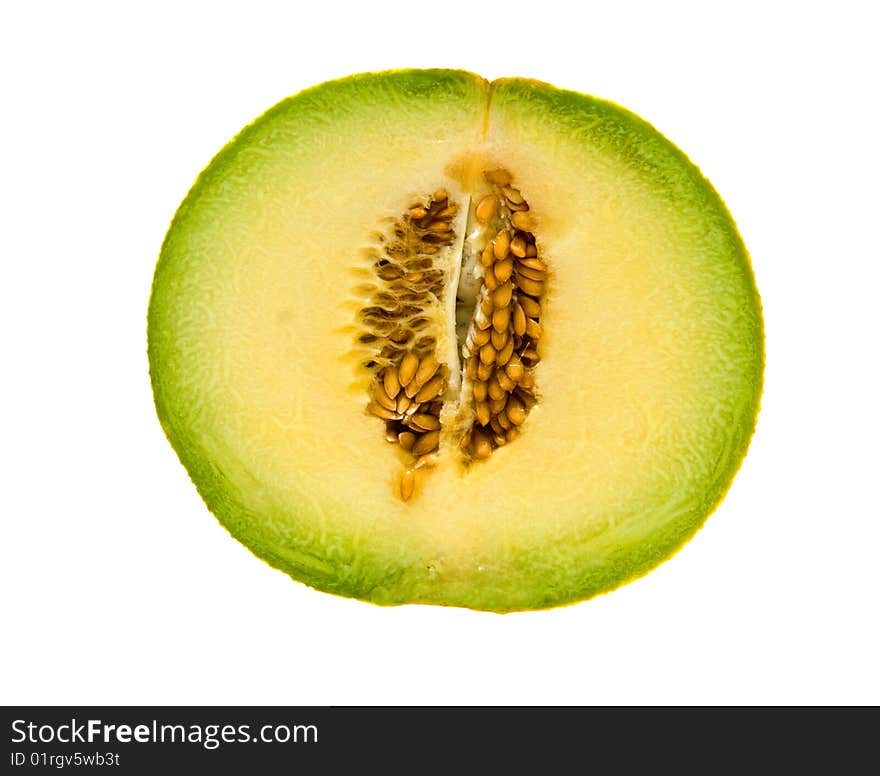 Melon cross-section isolated on white background