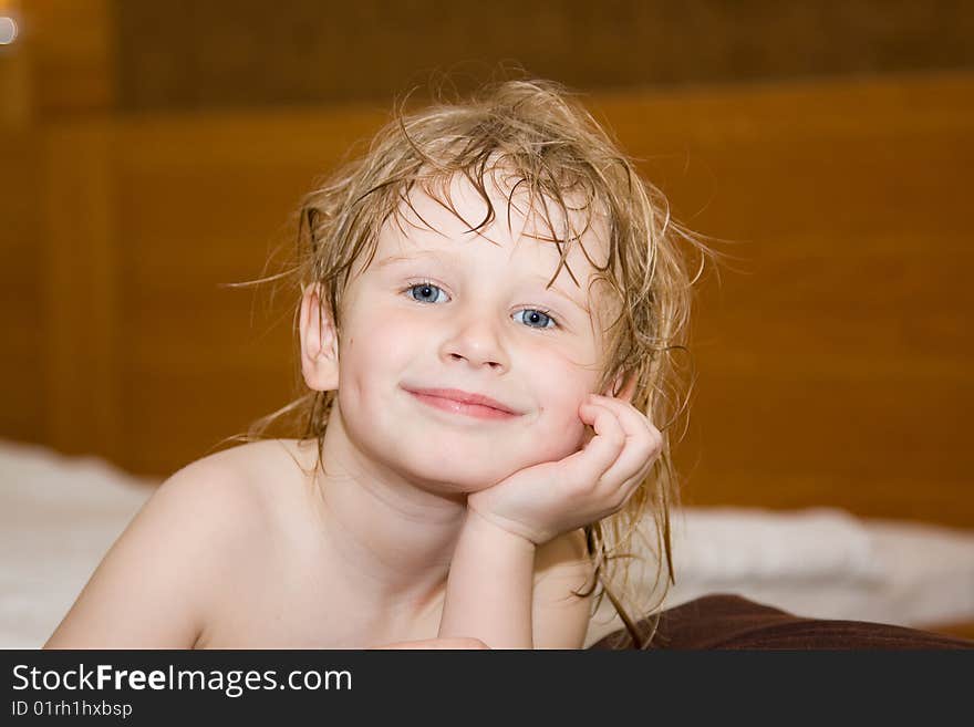 Beautiful little girl after swimming. Beautiful little girl after swimming