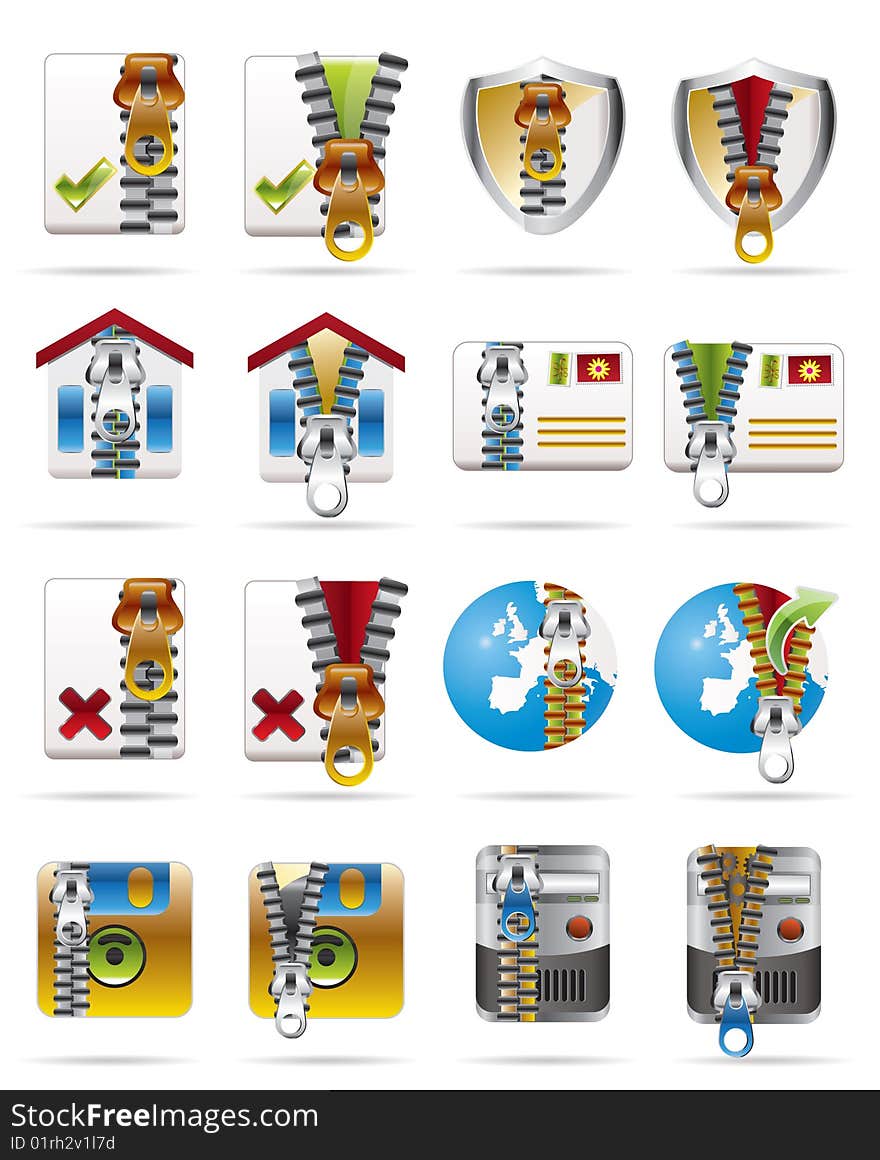 Internet, Business and Office Creative Icon with Zipper. Internet, Business and Office Creative Icon with Zipper