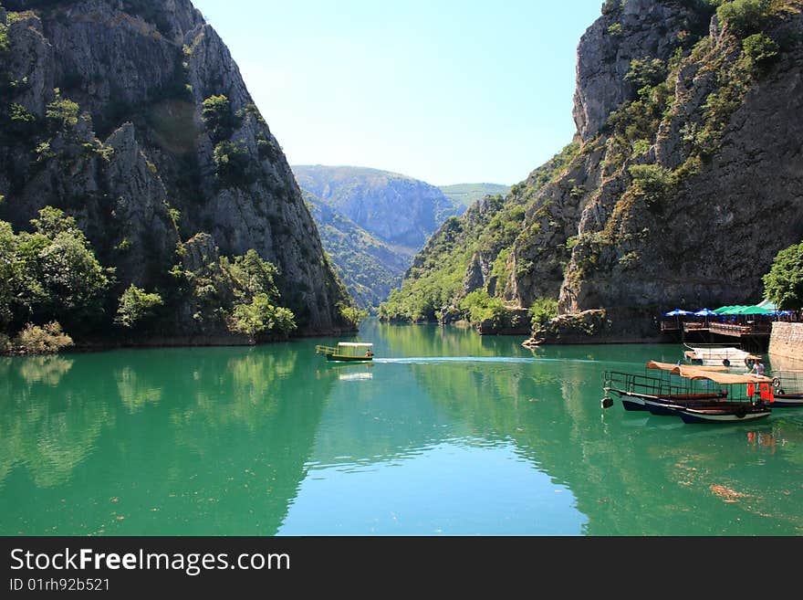 Mountain canyon covered with water