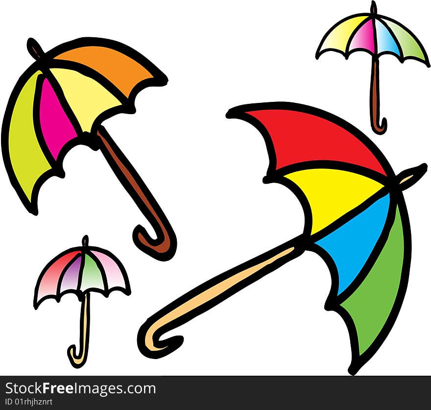 Four different umbrellas on white background. vector image