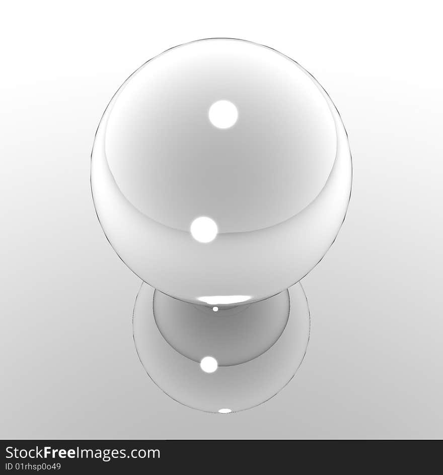 Specular sphere on the mirror surface isolated.