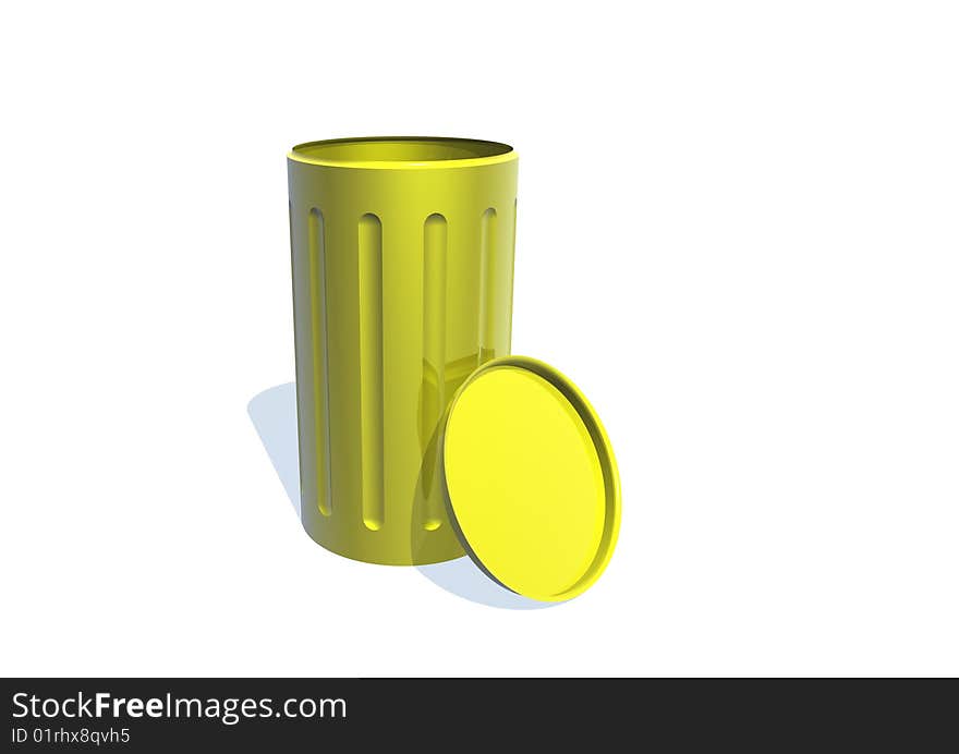 A garbage can on white background.