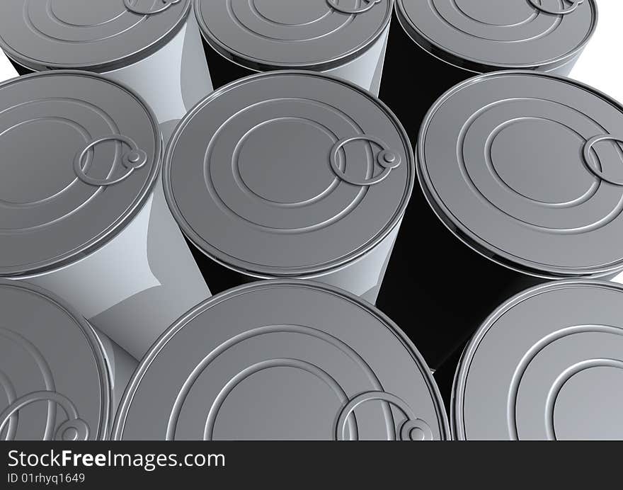 3d image of a stack of tin cans