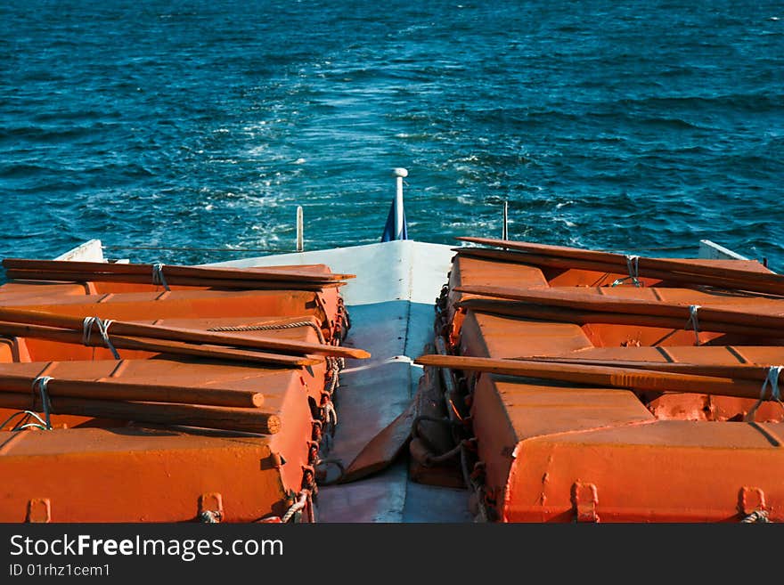 Trace on water from a ship stern