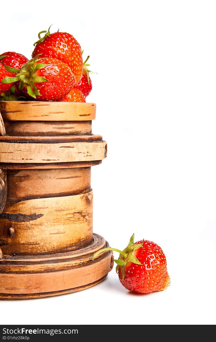 Wooden Mug With A Strawberry (left)