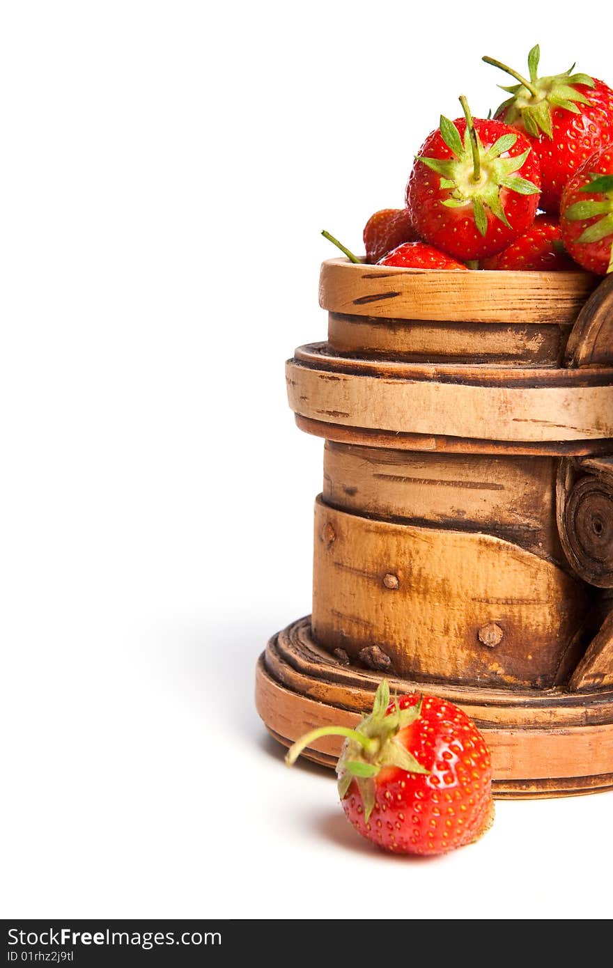 Wooden mug with a strawberry (right)