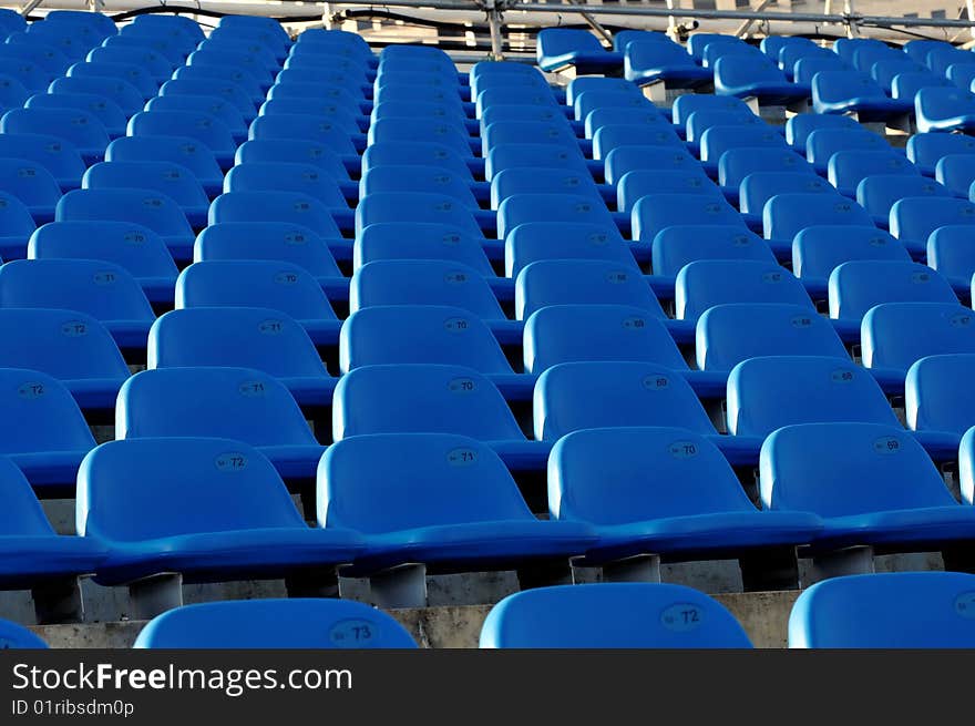 Blue seats in a stadium